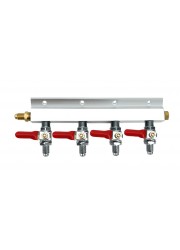 4 Way Gas Splitter Manifold with 1/4" MFL Threads-KegLand- Gas Splitters
