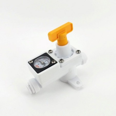 Inline Regulator with integrated gauge 0-60psi - 5/16" (8mm) Push Fit-KegLand- Gas Regulators & Parts