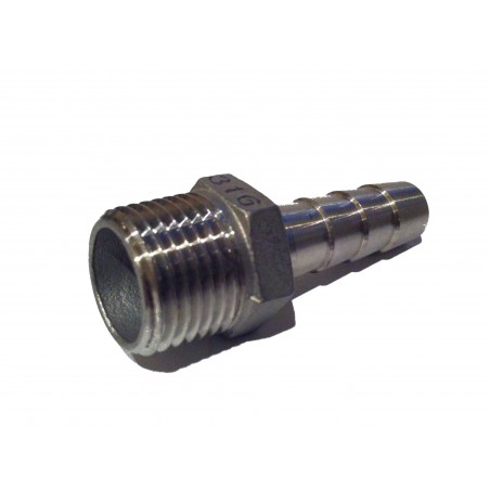 1/2" BSP Hose Tail Stainless Steel SS316-- Stainless Steel Fittings