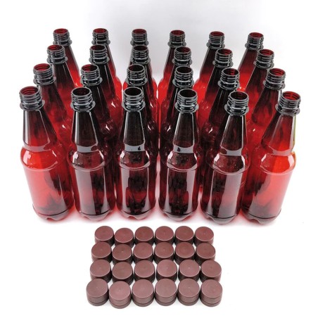 24 x 500mL PET Amber Brown Bottles with Screw Caps-KegLand- Bottles & Fillers