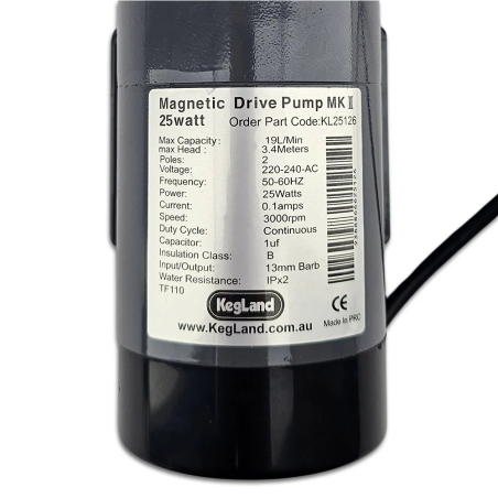 Pump Upgrade for 65L BrewZilla Gen4-25 Watt High Temperature Magnetic Drive Pump-KegLand- Accessories