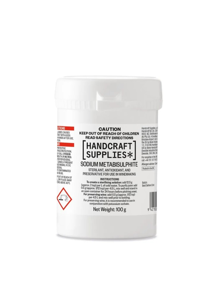 Sodium Metabisulphite 100g-Handcraft Supplies- Chemicals/Additives