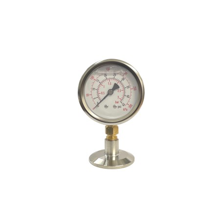 1.5" Tri-Clamp Manometer Pressure Gauge (0 - 3 Bar / 0 - 45 PSI)-- Tri-Clamp Fittings