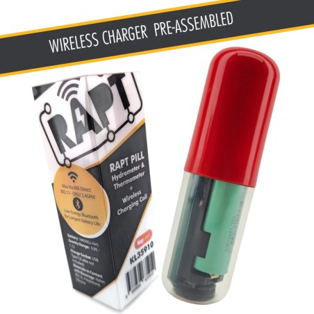 Wireless Charging RAPT Pill Hydrometer & Thermometer (Pre-Assembled, Red Housing)-KegLand- Specific Gravity