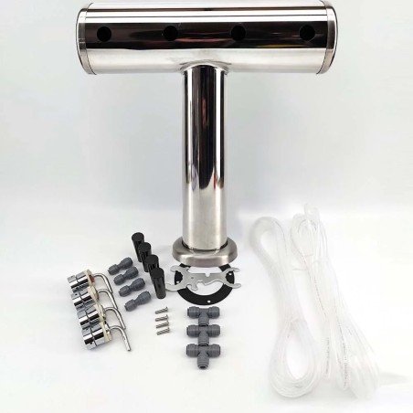 4 Tap T-Bar Brushed Stainless Font Kit (duotights, shanks, handles, EVABarrier)-KegLand- Beer Towers and Fonts