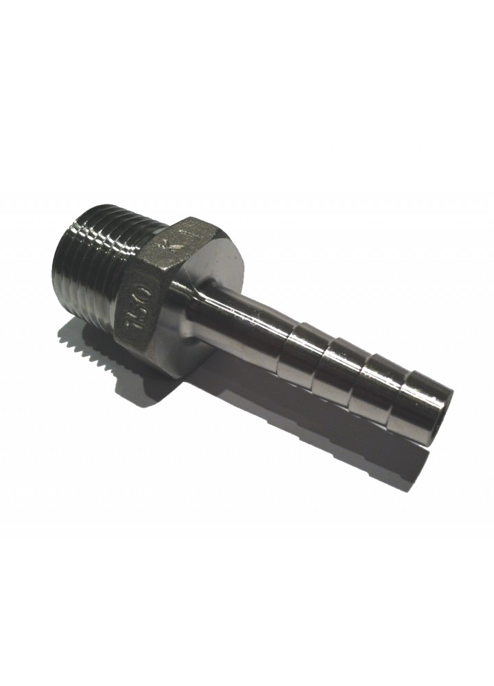 1/2" BSP x 3/8" OD Hose Tail Stainless Steel SS316-- Stainless Steel Fittings