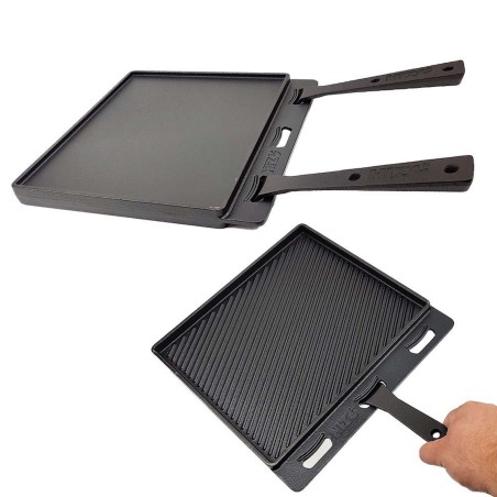 HIZO Cast Iron Double Sided Skillet (including 2 Handles)-HIZO- Pizza Equipment