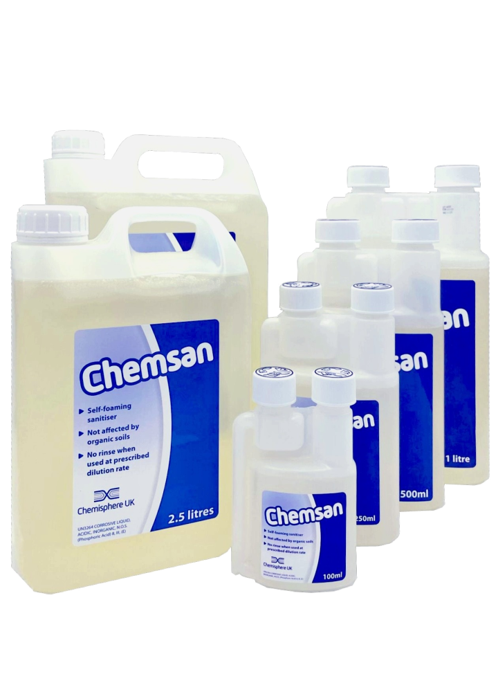 Chemsan 500ml-No Rinse Self Foaming Sanitiser-Chemisphere UK- Cleaning / Sanitising